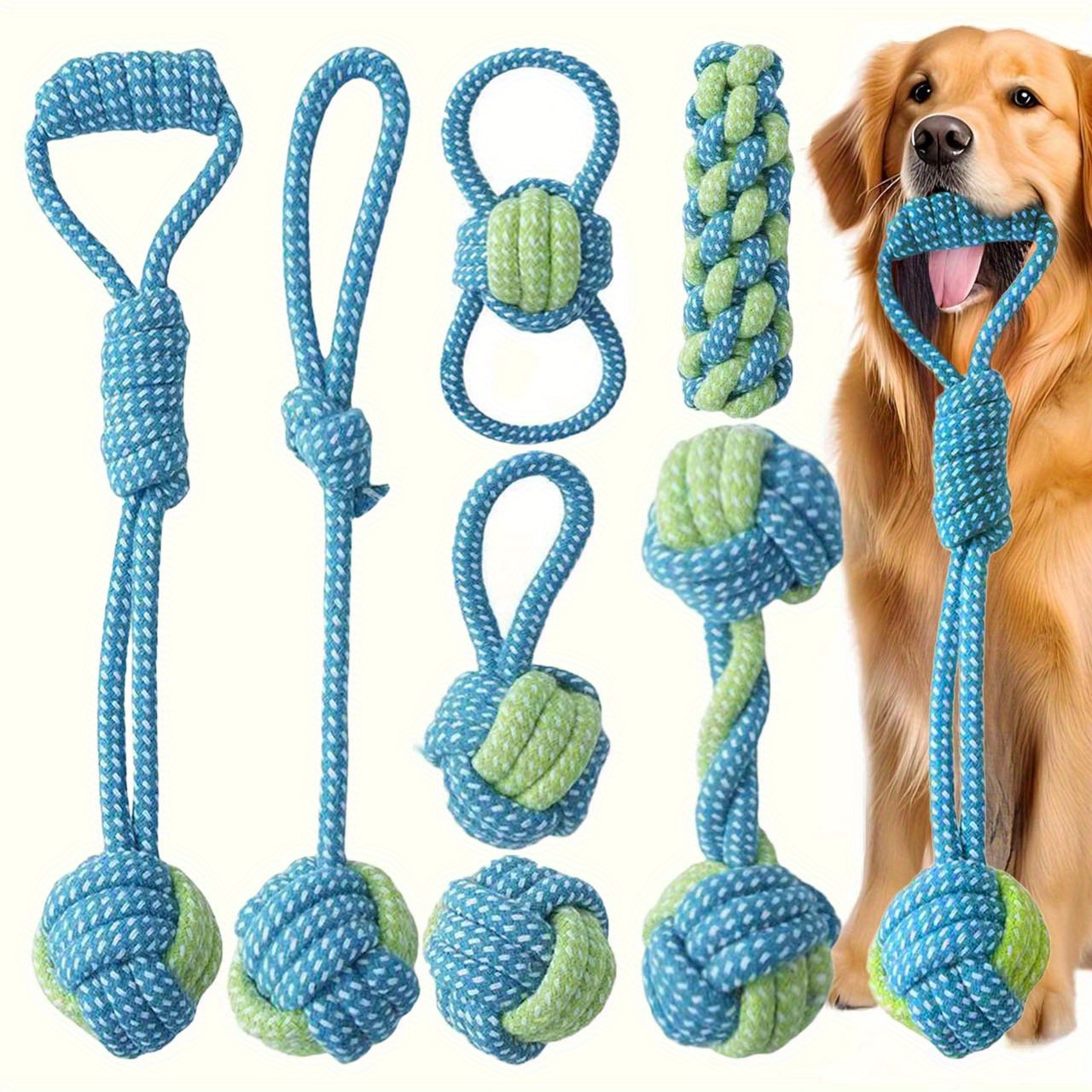 7pcs  Interactive Knot Toys Du - Dog Rope Toy Aggressive Chewers recension och pris
