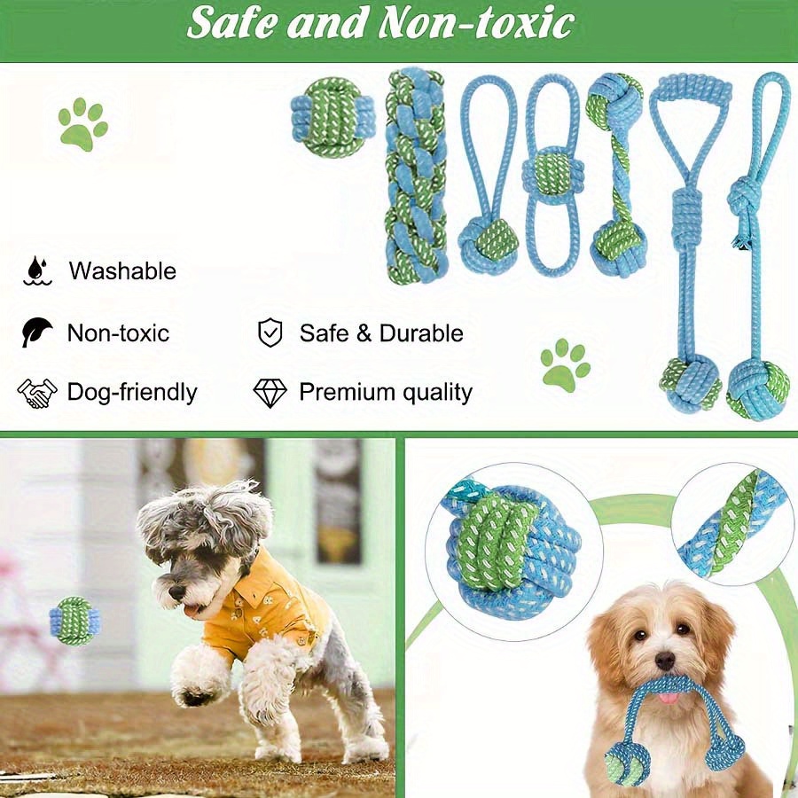 7pcs  Interactive Knot Toys Du - Dog Rope Toy Aggressive Chewers recension och pris